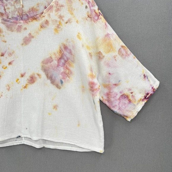 MEO MELI Shirt Womens One Size Hand Dyed Scoop Neck Cotton Linen Gauze Top NWOT - Picture 5 of 11